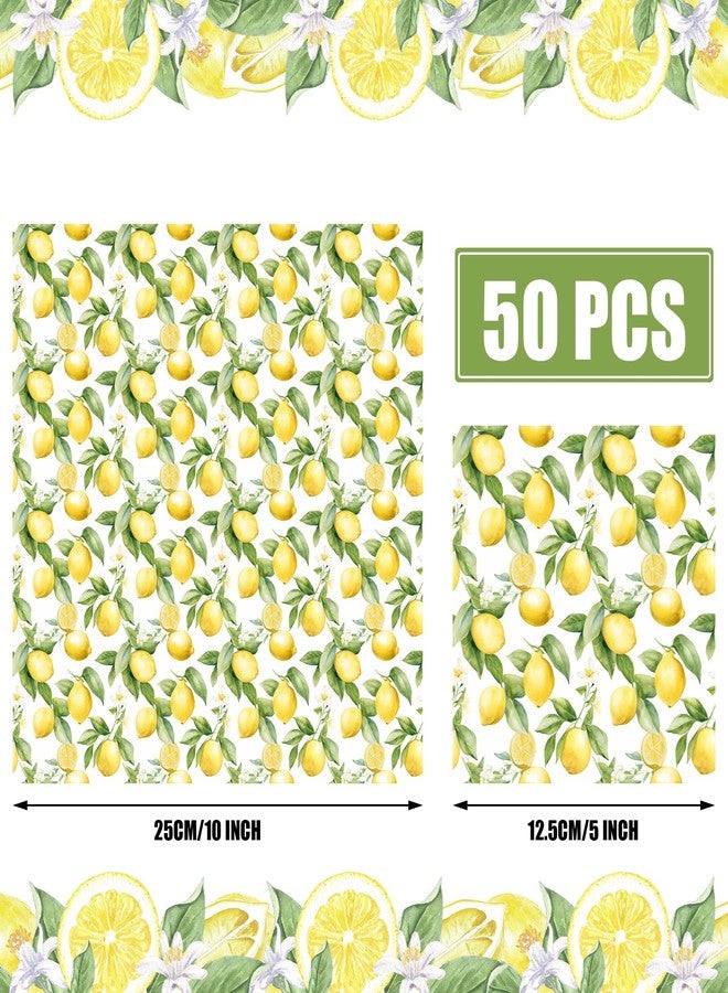 peony man 50 PCS Lemon Cocktail Napkins Yellow Citrus Paper Napkin 3-Ply Summer Fruit Disposable Napkins Lemon Dinner Hand Towels for Kitchen Bathroom Summer Beverage Party Supplies - Image 2